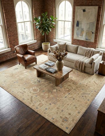 10' x 13' 7 Hand Knotted Oushak Wool Rug