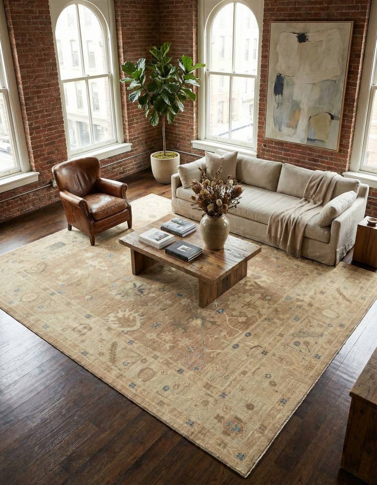 Detail image of 10' x 13' 7 Hand Knotted Oushak Wool Rug