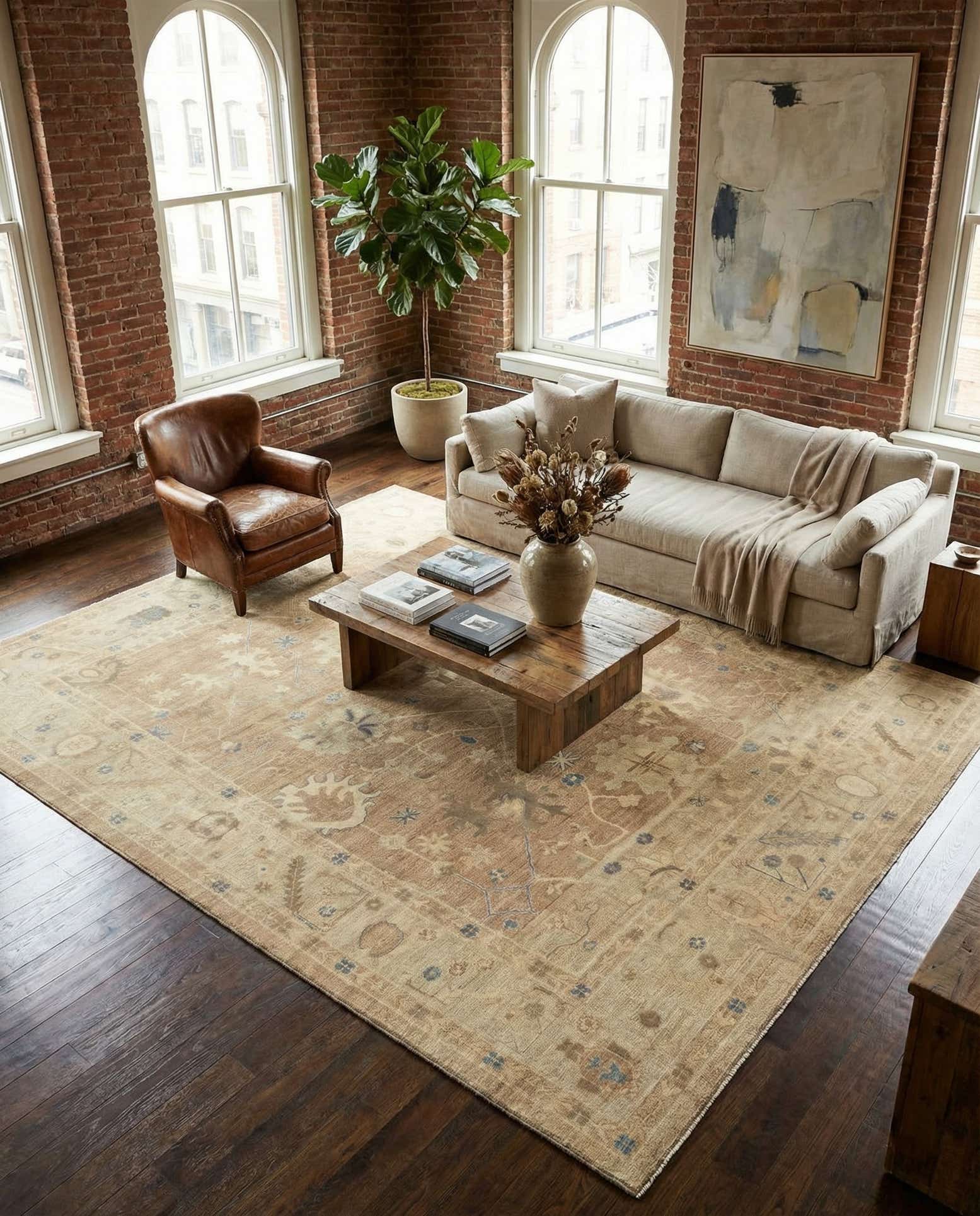 10' x 13' 7 Hand Knotted Oushak Wool Rug