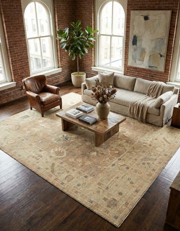 10' x 13' 7 Hand Knotted Oushak Wool Rug
