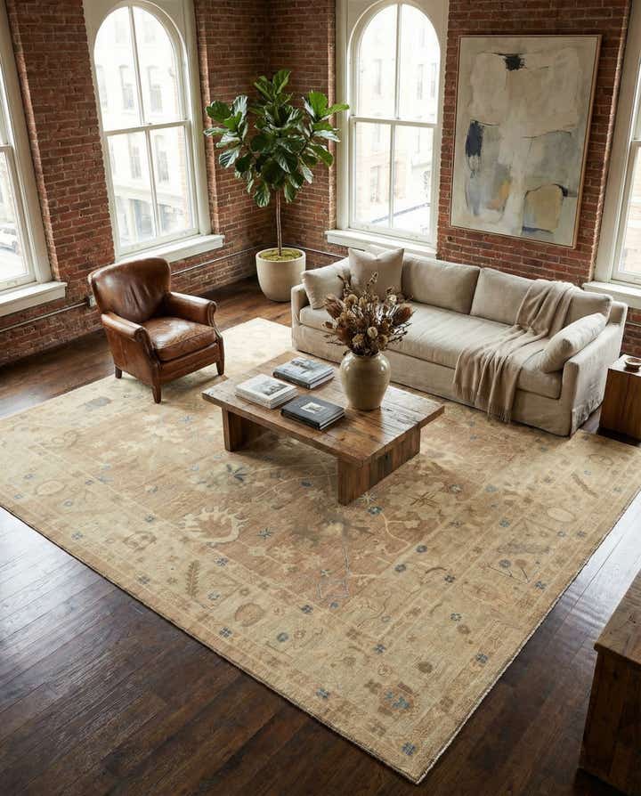 10' x 13' 7 Hand Knotted Oushak Wool Rug