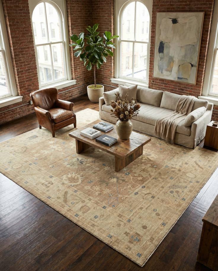 Detail image of 10' x 13' 7 Hand Knotted Oushak Wool Rug