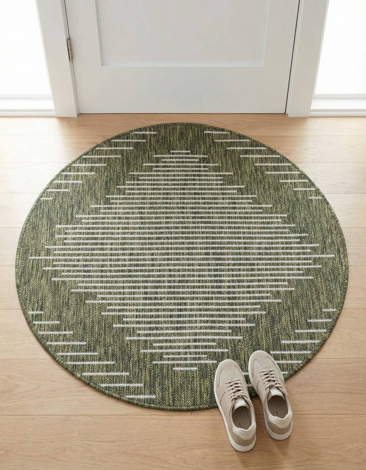 Detail image of 3' x 3' Easy-Clean Modern Indoor / Outdoor Round Rug