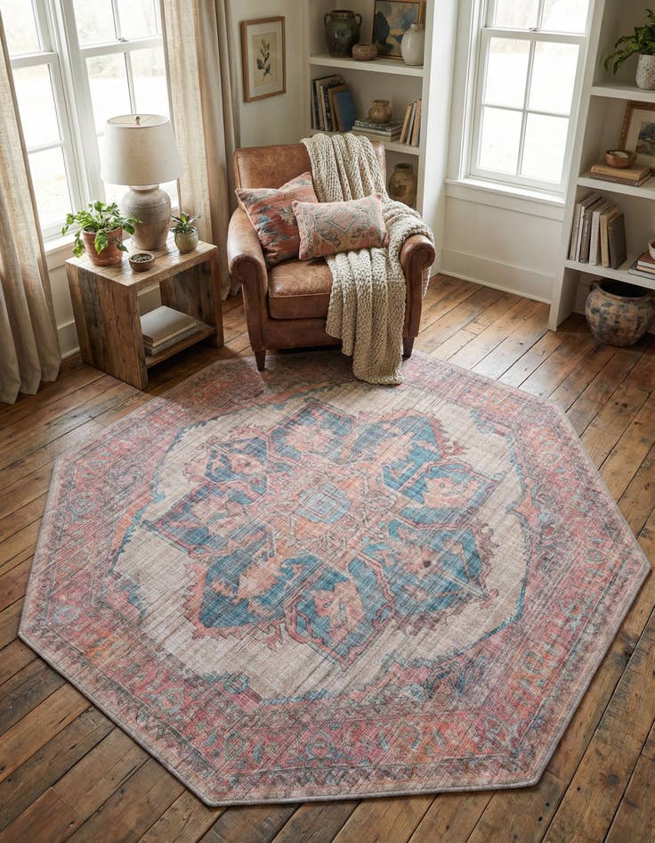 Detail image of 7' 10 x 7' 10 Washable Nostalgia Octagon Rug
