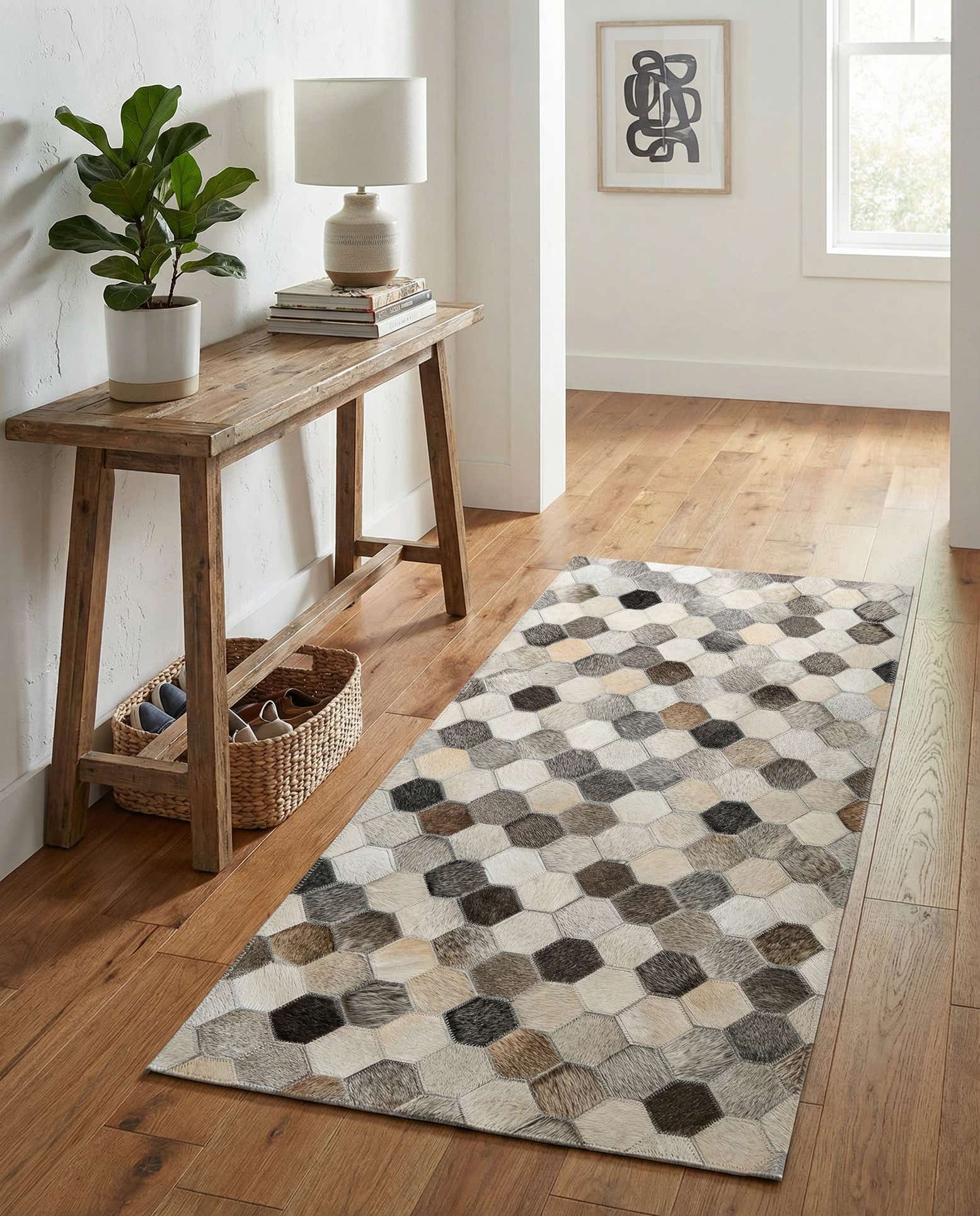 2' 2 x 4' 1 Cowhide Leather Runner Rug