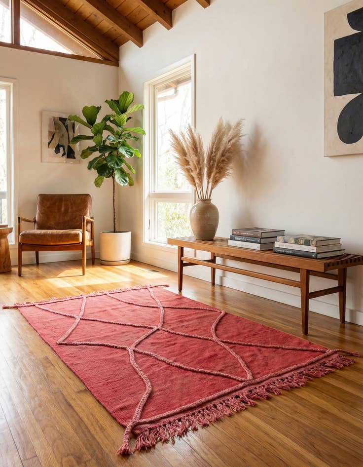 Detail image of 3' 4 x 5' Hand Woven Kilim Modern Wool Rug