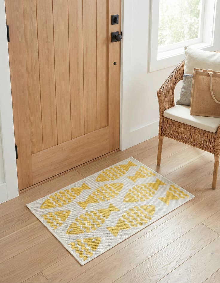 Detail image of 2' x 3' 1  Washable Coastal Indoor / Outdoor Rug