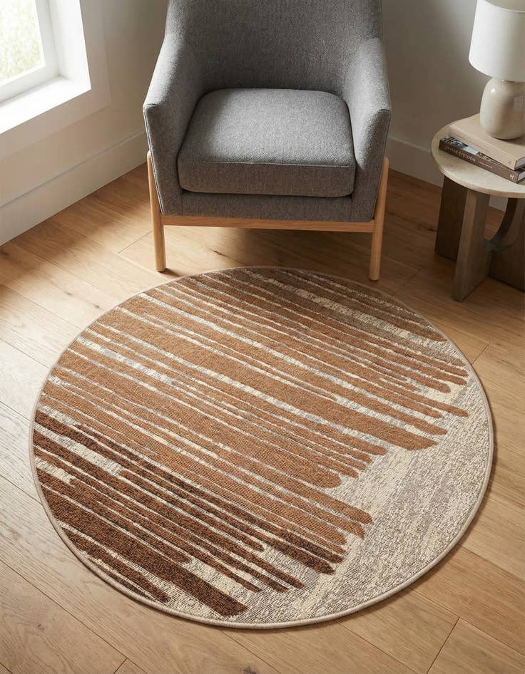 Detail image of 3' x 3' Washable Modern Indoor / Outdoor Round Rug