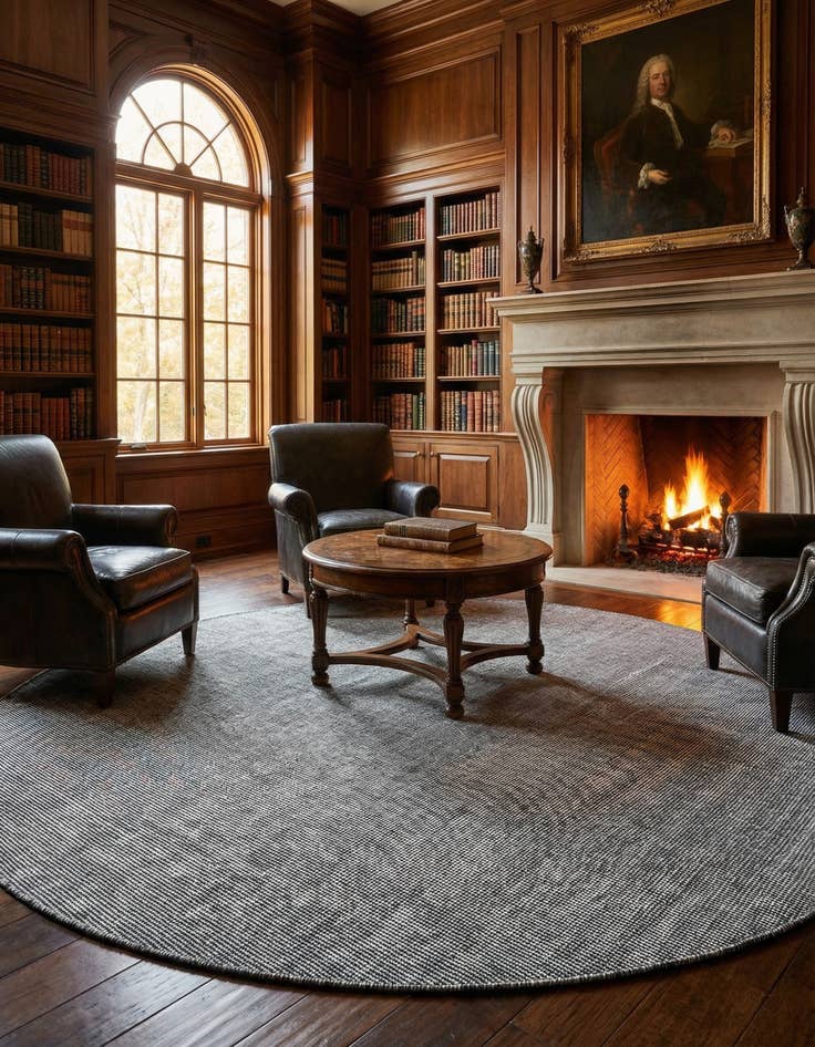Detail image of 12' x 12' Hand Woven Jill Zarin English Manor Wool Round Rug