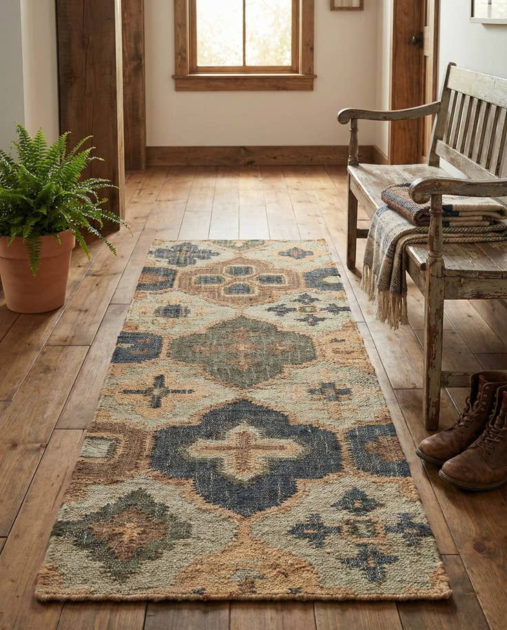 Detail image of 2' x 6' 1 Hand Woven Kala Handwoven Jute Runner Rug
