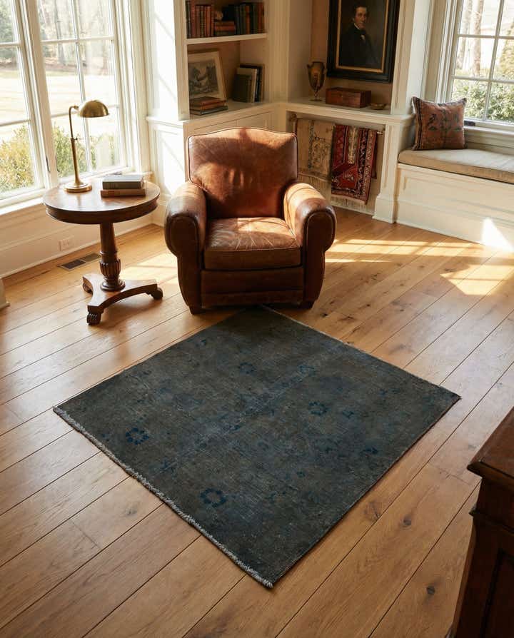 3' 4 x 3' 6 Hand Knotted Ultra Vintage Persian Wool Square Rug