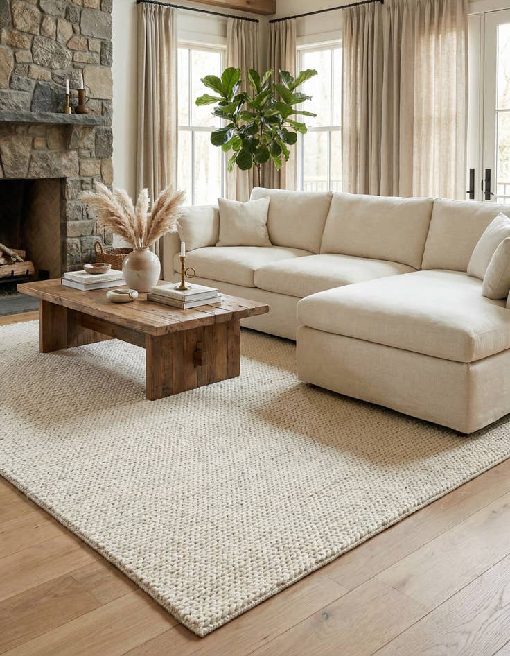 Detail image of 7' 10 x 10'  Hand Woven Lana New Zealand Wool Rug