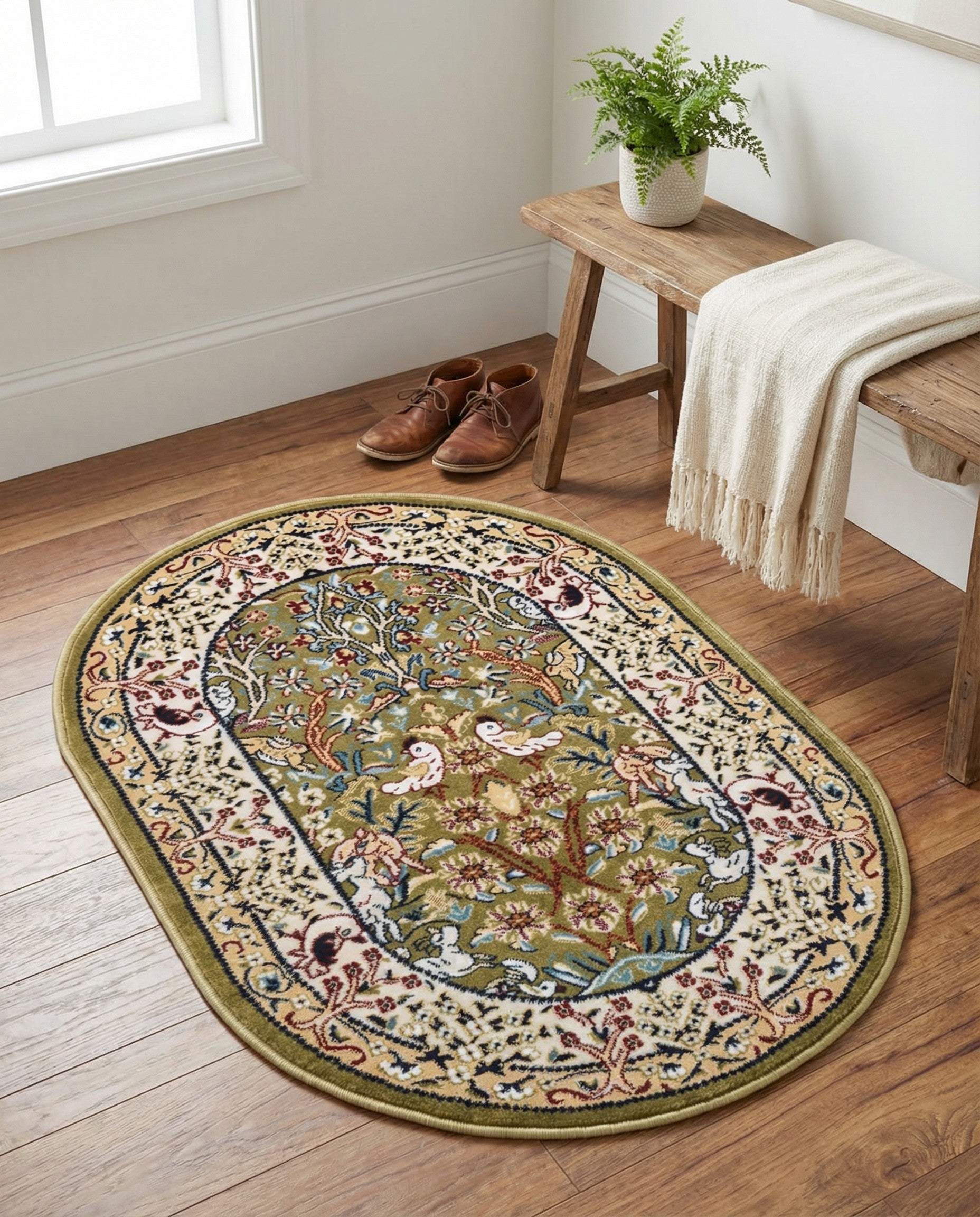2' x 3' Nain Design Oval Rug