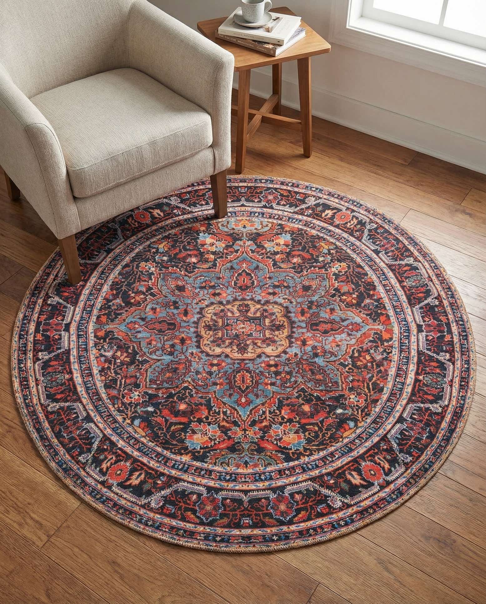3' 6 x 3' 6 Washable Timeless Round Rug