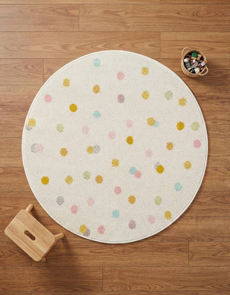 Detail image of 3' 3 x 3' 3 Polka Dot Whimsy Kids Round Rug