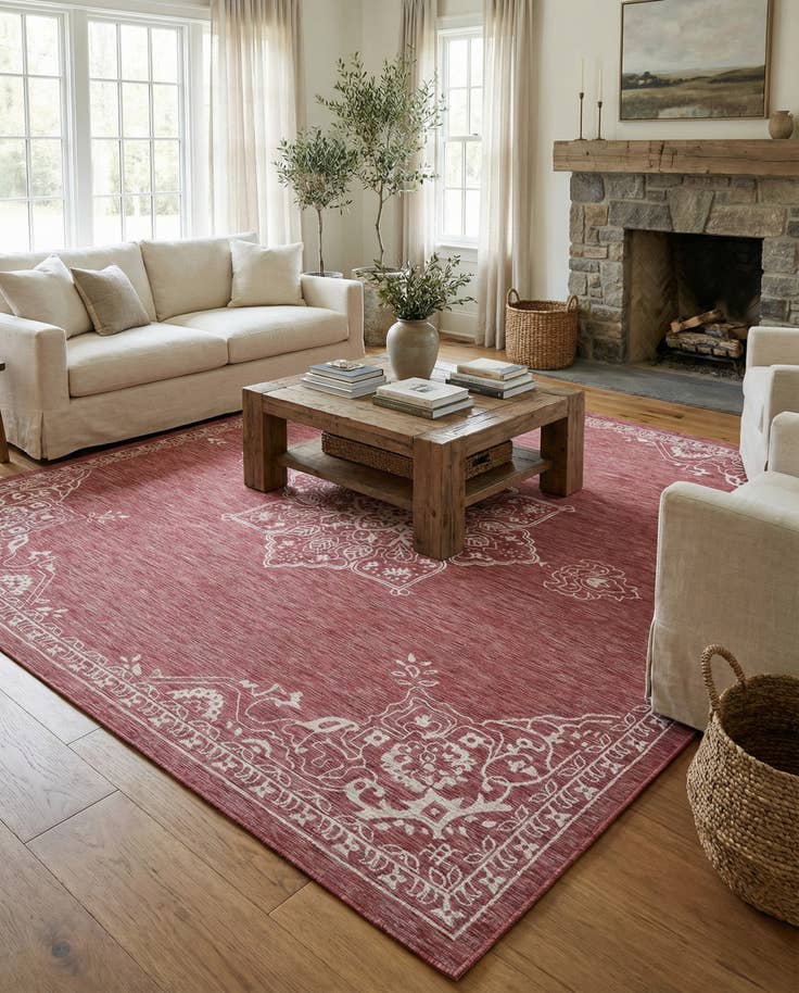 Detail image of 13' x 13' Easy-Clean Traditional Indoor / Outdoor Square Rug