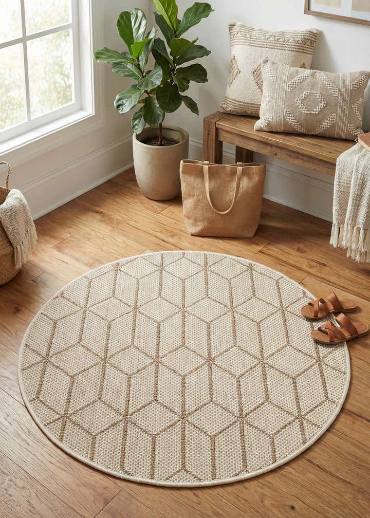 3' 1 x 3' 1 Easy-Clean Lattice Indoor / Outdoor Round Rug