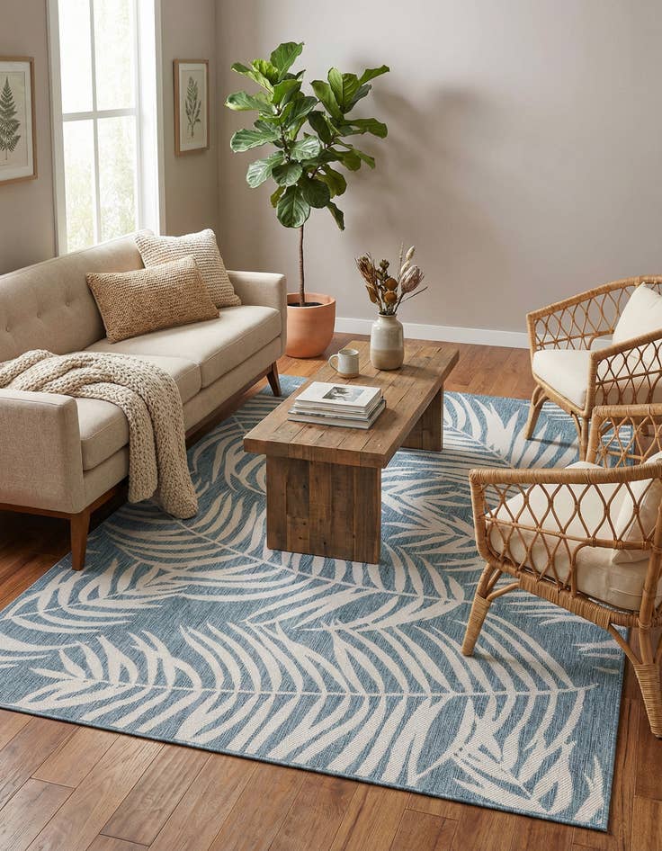 Detail image of 7' x 10' Washable Botanical Indoor / Outdoor Rug