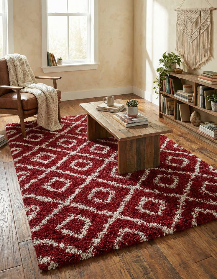 Detail image of 4' x 6' Lattice Shag Rug