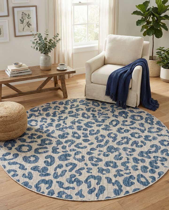 6' x 6' Easy-Clean Safari Indoor / Outdoor Round Rug