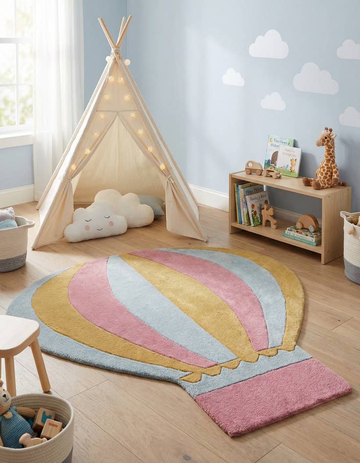 Detail image of 4' 1 x 4' 5 Playtime Kids Wool Freeform Rug