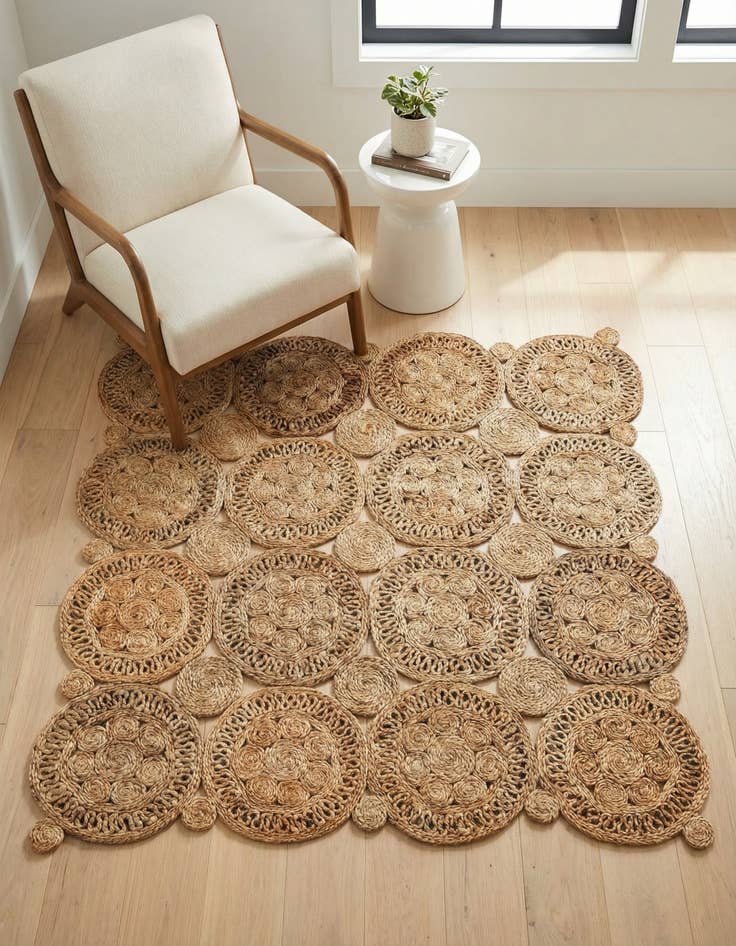 Detail image of 4' 1 x 4' 1 Handmade Braided Jute Square Rug