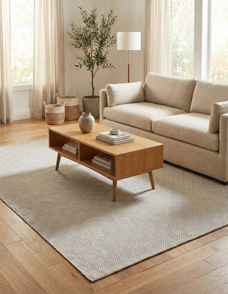 Detail image of 6' 1 x 9'  Hand Woven Geo Trellis Flatweave Rug