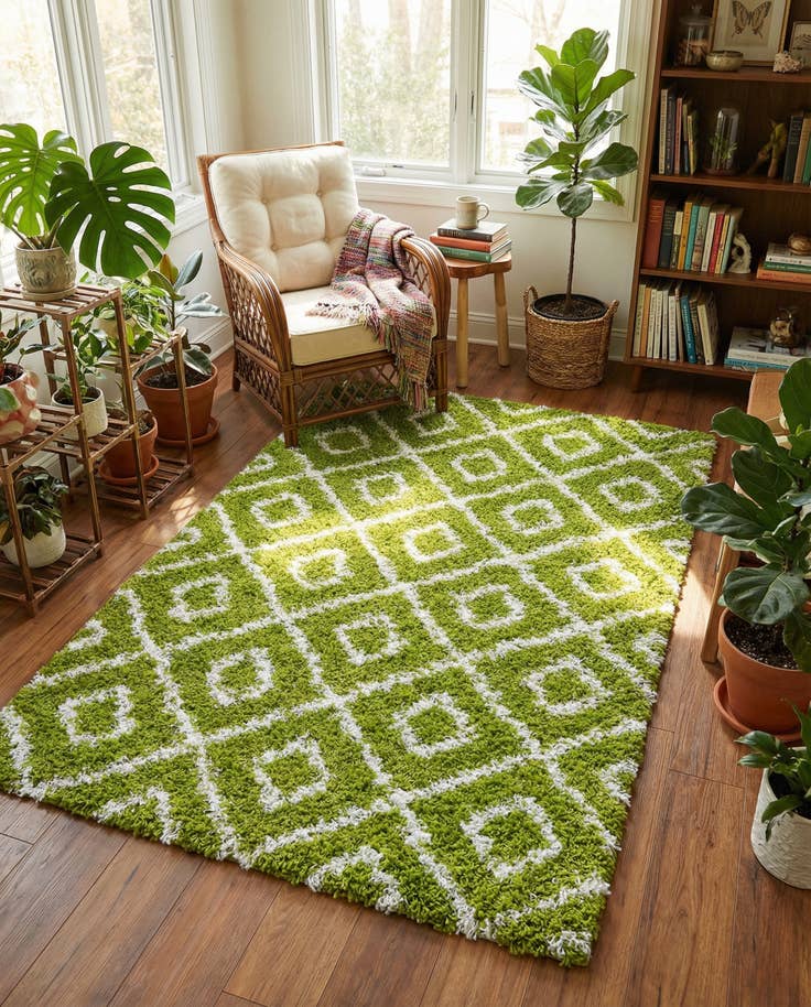 Detail image of 4' x 6' Lattice Shag Rug