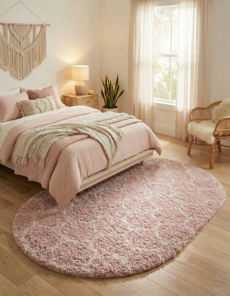 Detail image of 5' 3 x 8' Trellis Shag Oval Rug