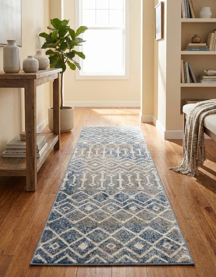 Detail image of 2' 7 x 10' Bohemian Trellis Runner Rug