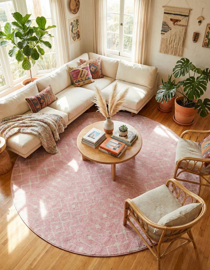 Detail image of 10' x 10' Moroccan Trellis Round Rug