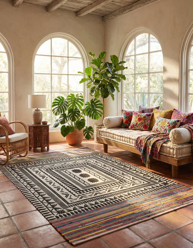 Detail image of 6' 1 x 9' Hand Braided Chindi Cotton Rug