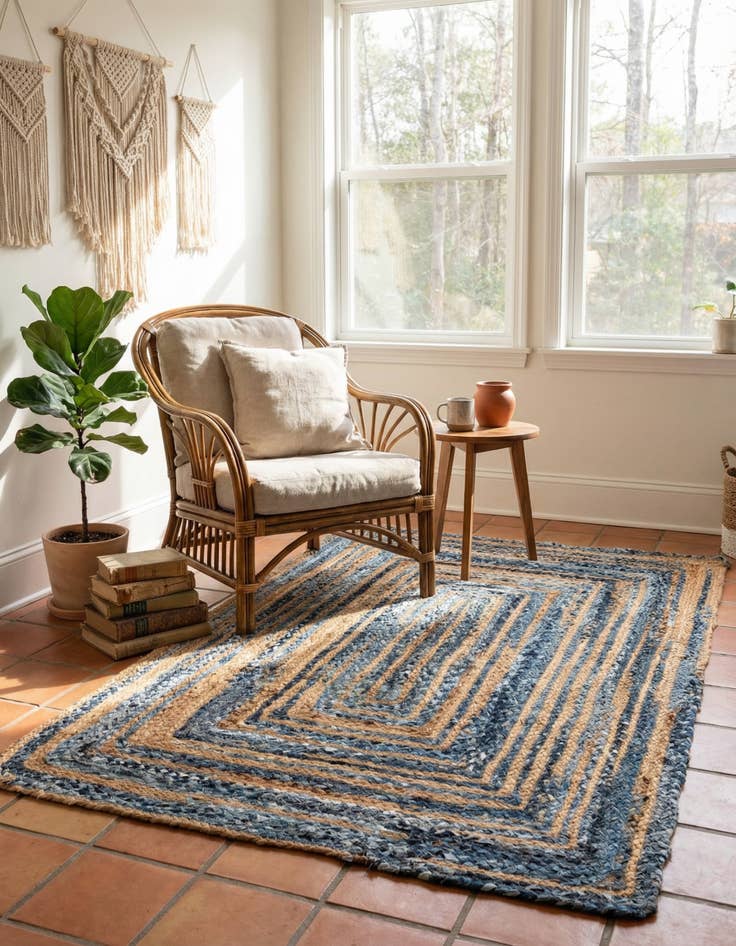 Detail image of 4' 1 x 6' 1  Hand Braided Chindi Rug