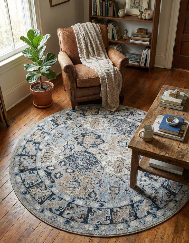 Detail image of 5' 3 x 5' 3 Kamala Washable Round Rug