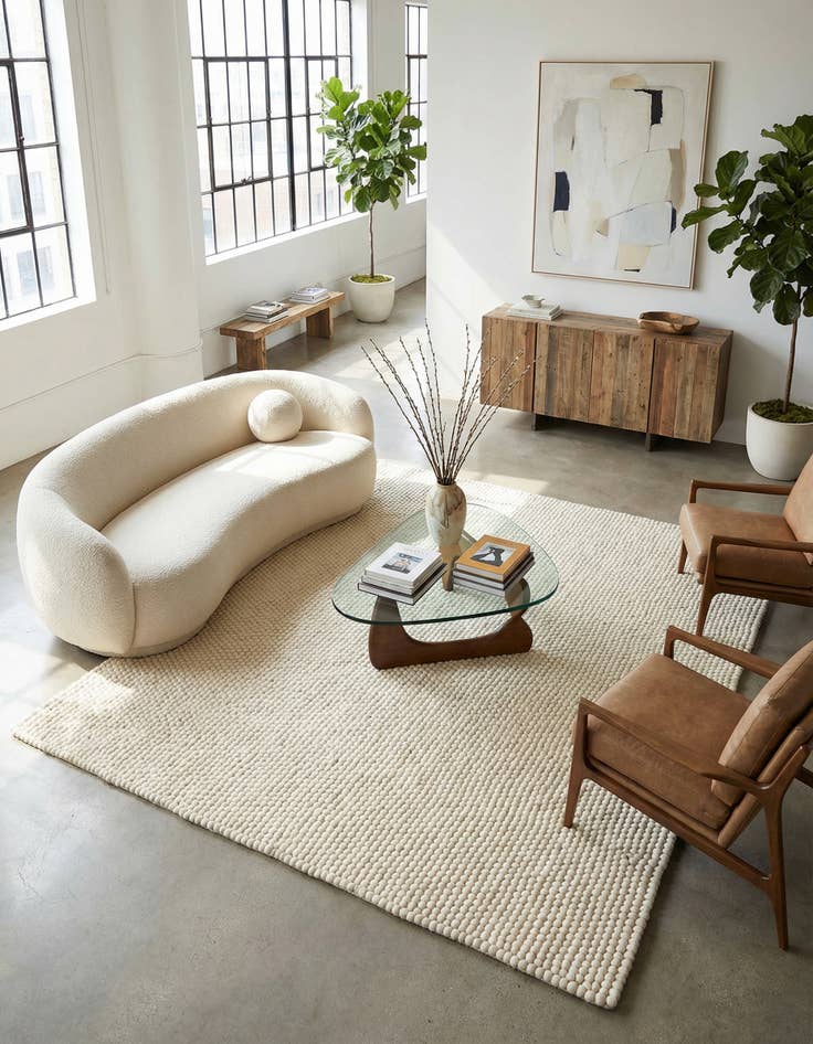 Detail image of 10' x 10' Felt Ball Wool Square Rug