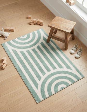 Soft Green Whimsy Kids Rug