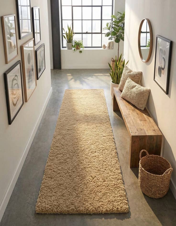 Detail image of 2' 7 x 10' Soft Solid Shag Runner Rug