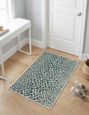 Teal Easy-Clean Jill Zarin Cape Town Indoor / Outdoor Rug