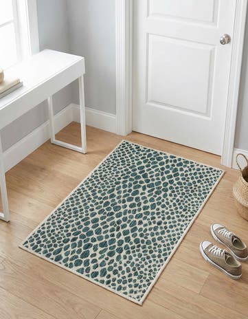 Teal Easy-Clean Jill Zarin Cape Town Indoor / Outdoor Rug