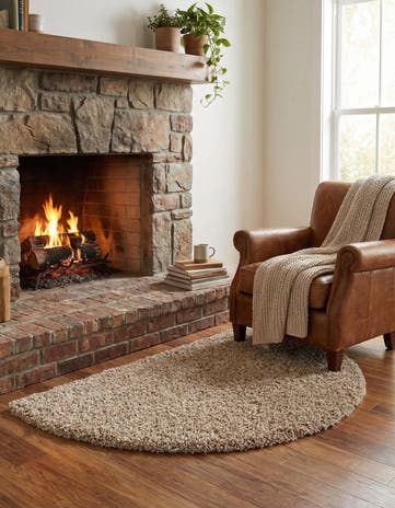 3' x 6' Solid Shag Hearth Rug