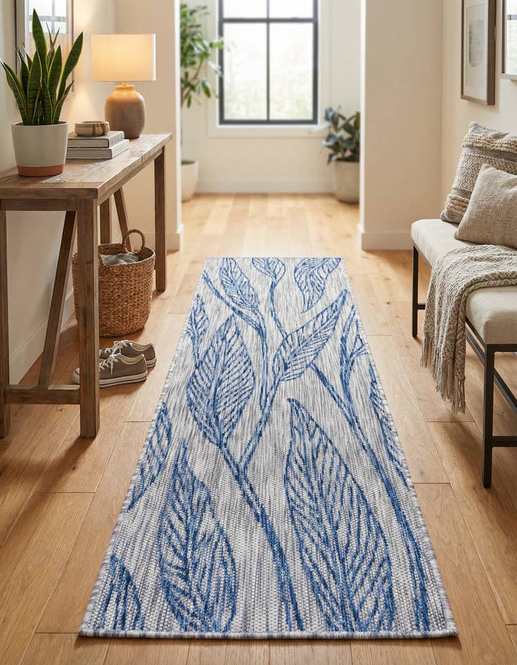 Detail image of 2' x 6' Washable Botanical Indoor / Outdoor Runner Rug