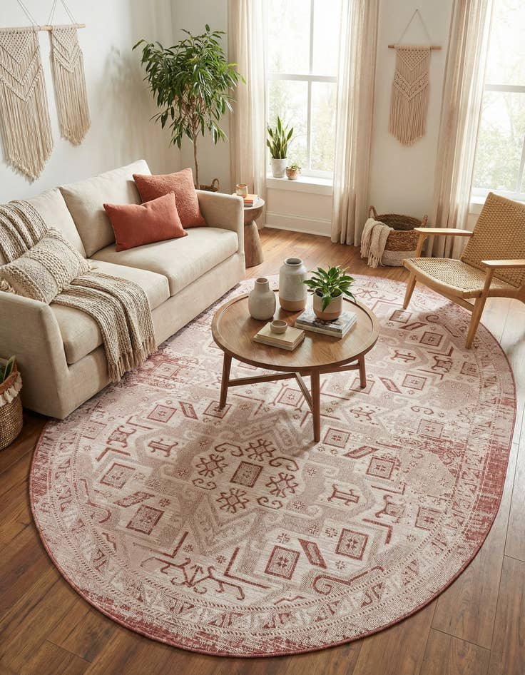 Detail image of 7' 10 x 10' Easy-Clean Aztec Indoor / Outdoor Oval Rug