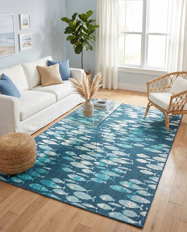Detail image of 6' x 9' Easy-Clean Coastal Indoor / Outdoor Rug