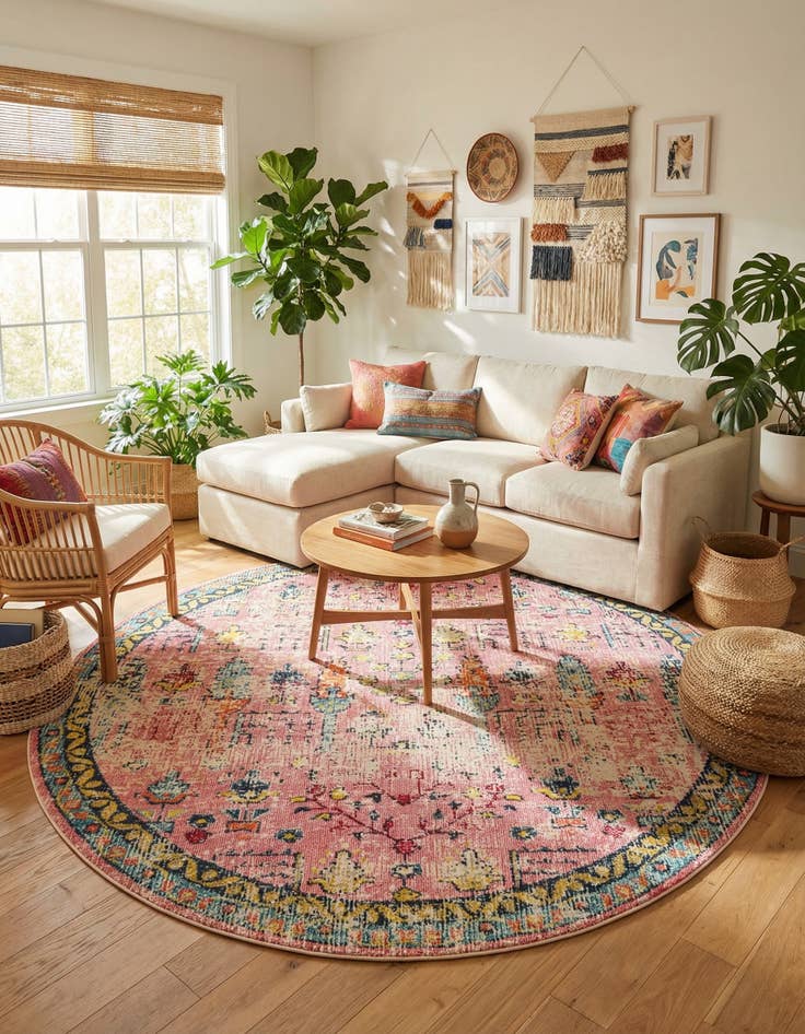 Detail image of 8' x 8' Washable El Paso Round Rug