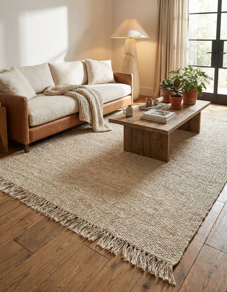 Detail image of 8' x 10' Hand Woven Chunky Jute Rug