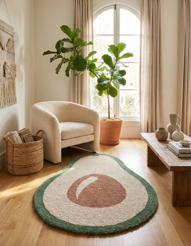 Detail image of 4' 1 x 6' 1 Handtufted Wool Freeform Rug