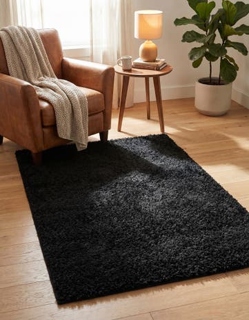 Jet Black Comfort Solid Shag Rug