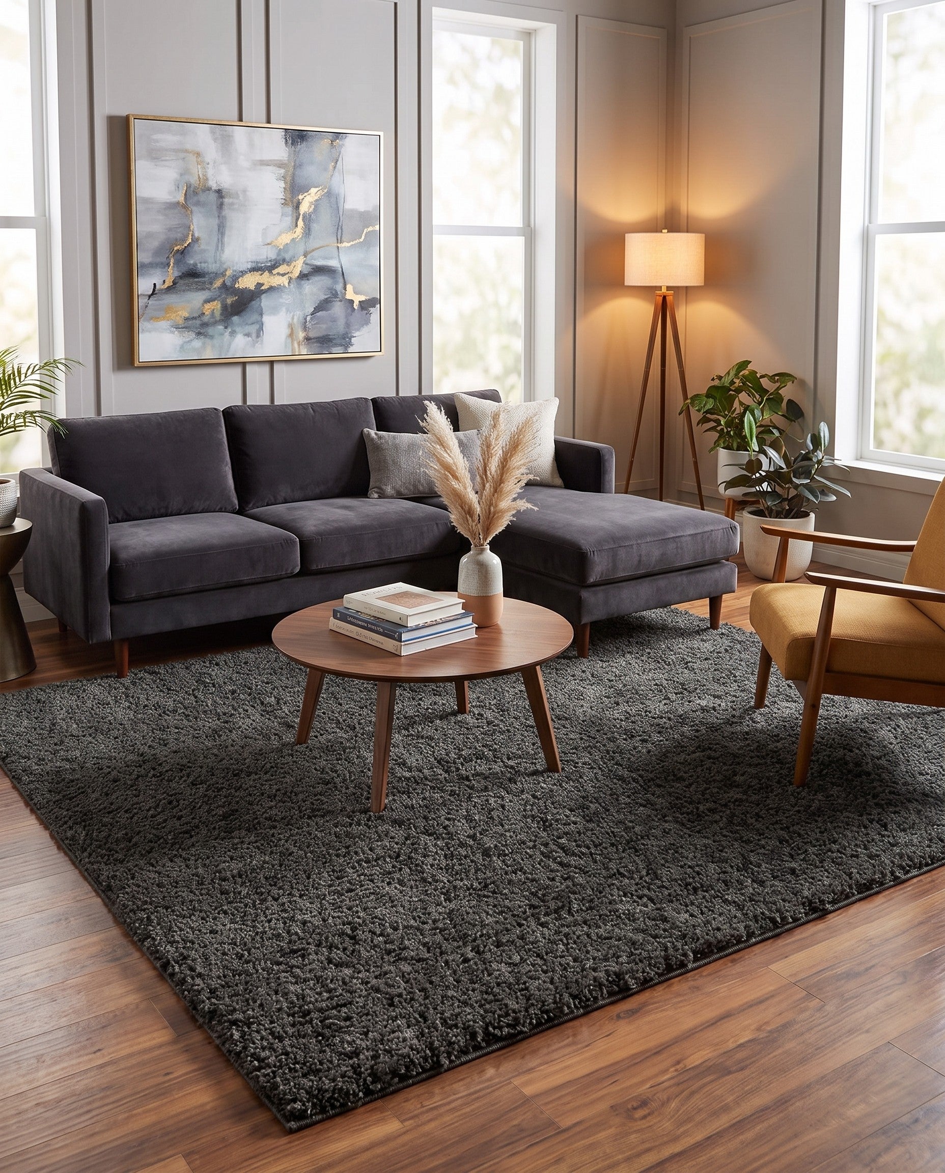 8' x 8' Soft Solid Shag Square Rug