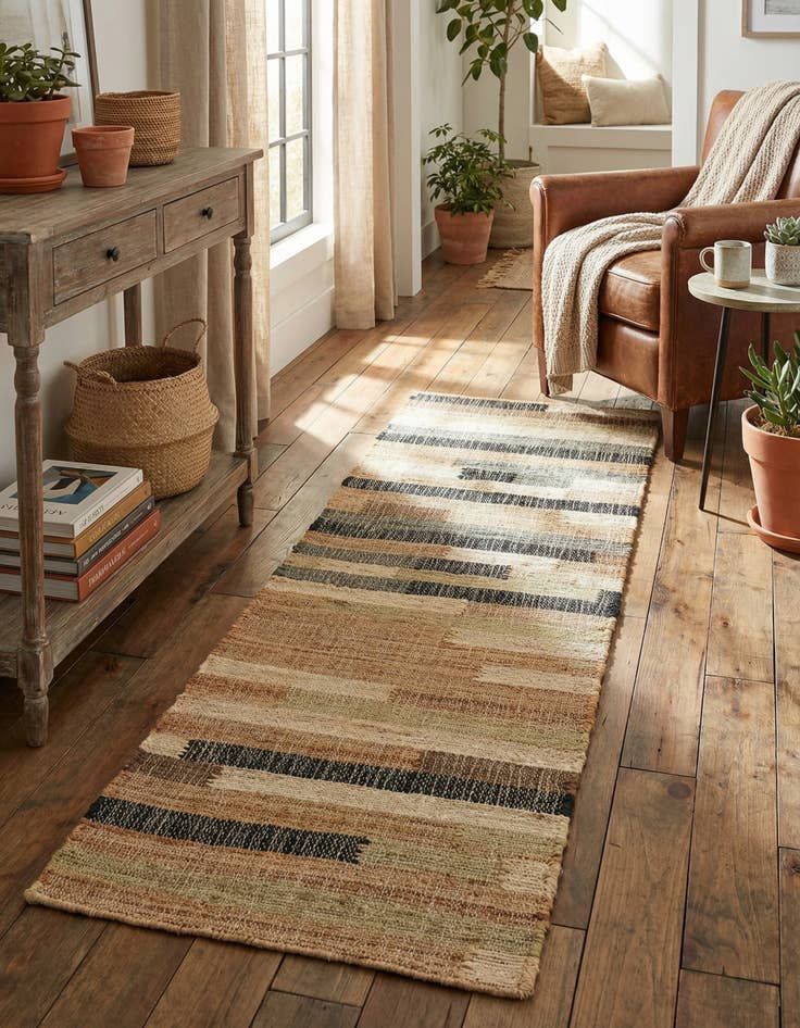 Detail image of 2' x 6' 1  Hand Woven Kala Handwoven Jute Runner Rug