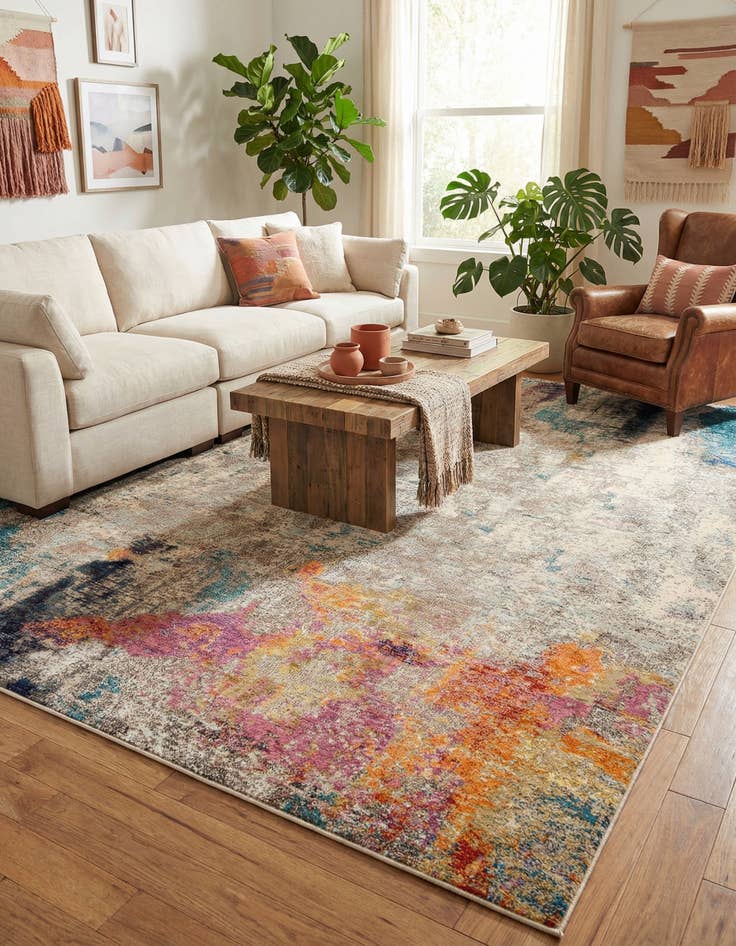 Detail image of 9' 10 x 13'  Washable Spectrum Rug